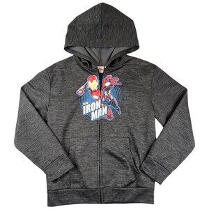 Marvel Iron Man Full Zip Hoodie Youth XL Gray Captain America Civil‎ War Graphic